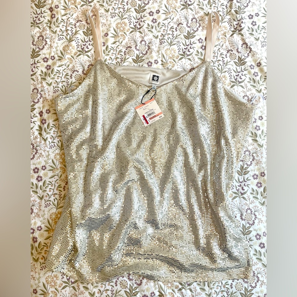 Anne Klein Silver Sequin Tank Top 3XL